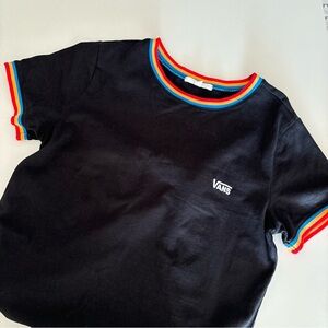 VANS t-shirt dress size Large, women’s. Black with rainbow trim